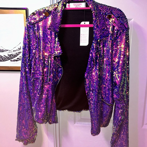 NWT Iridescent  Sequin Moto jacket - Picture 1 of 4